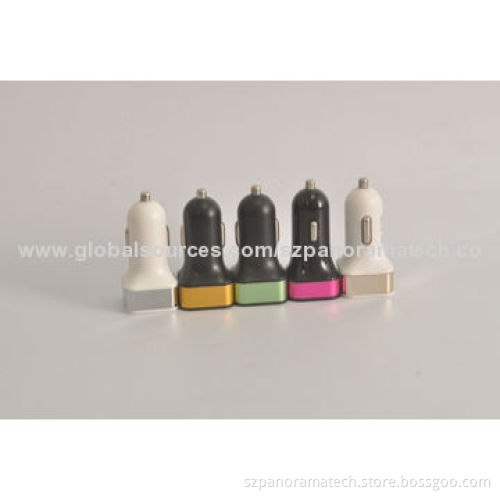 USB Car Chargers, 3.1A Output, 12-24V Input, 5V-1,000mAh, 5V-2,100mA, Support all Phones